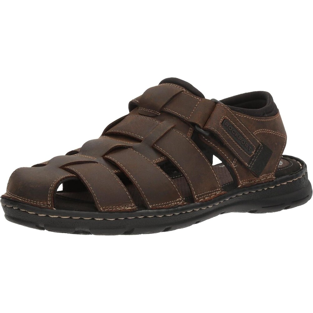 Rockport Darwyn Men's Fisherman Sandal, Brown Leather, Size 9.5